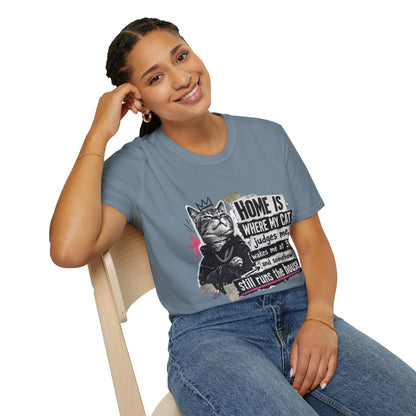 Cat T-Shirt — "Home Is Where My Cat Judges Me" Funny Graphic Tee