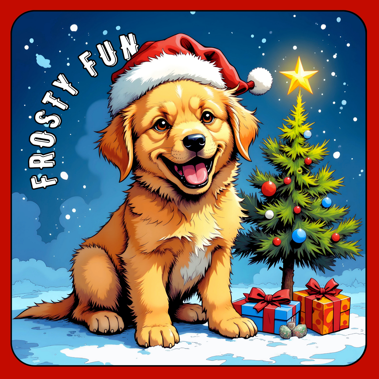 Holiday Puppy Pattern Gift Wrap Paper – Cute Dog Photo Christmas Wrapping Sheets