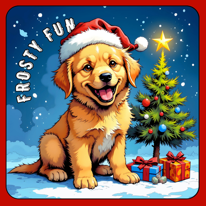 Holiday Puppy Pattern Gift Wrap Paper – Cute Dog Photo Christmas Wrapping Sheets