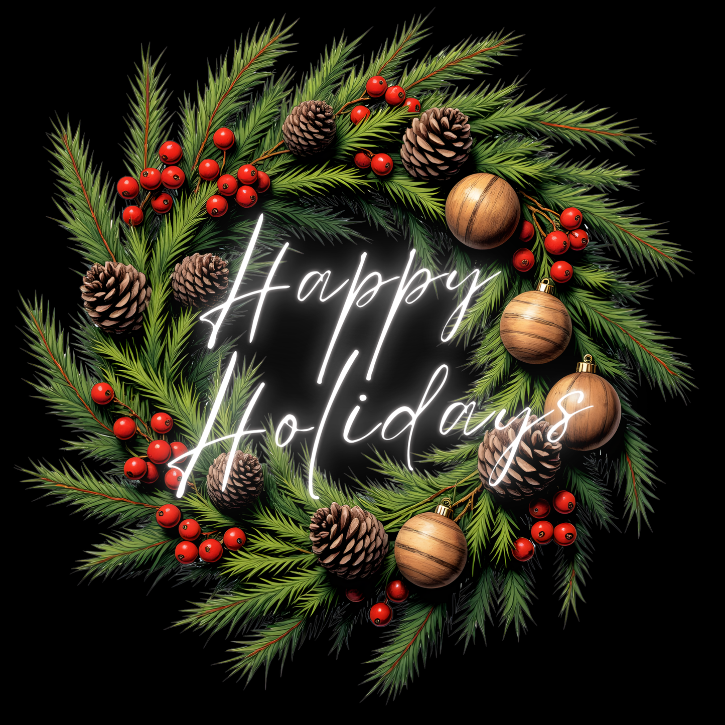 Christmas Wreath Gift Wrap Paper — Dark Holiday Wrapping Paper (Pack)