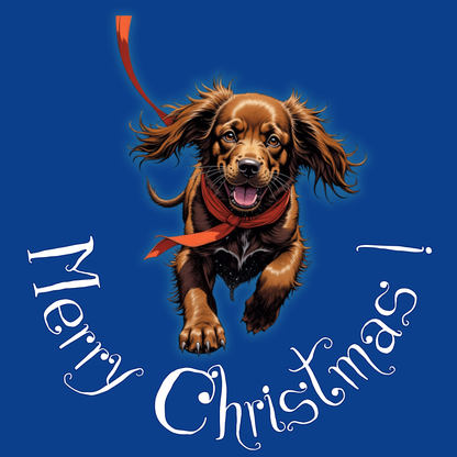 Blue Holiday Wrapping Paper with Reindeer & "Merry Christmas" Pattern