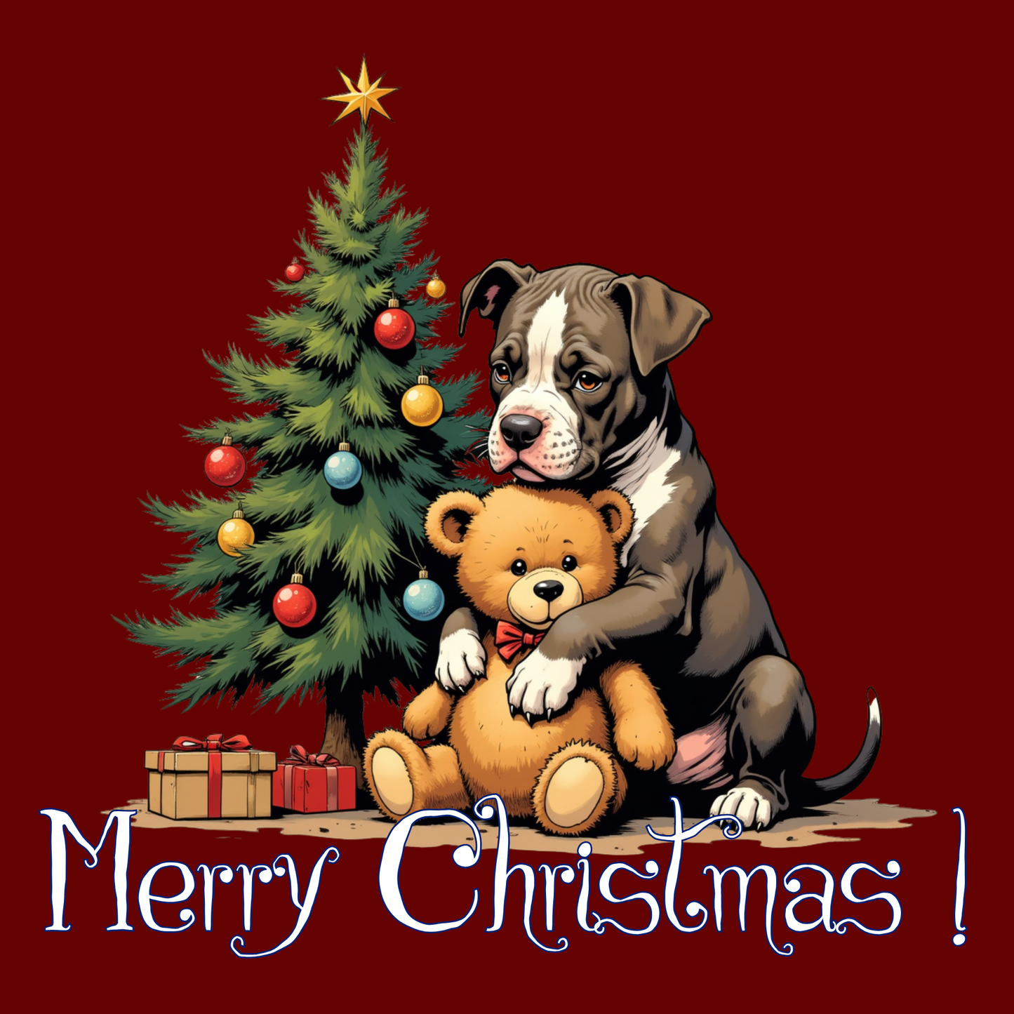 Christmas Tree & Teddy Bear Gift Wrap Paper — 'Merry Christmas' Holiday Wrapping Sheets