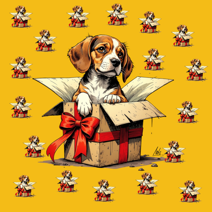 Dog & Gift Pattern Gift Wrap Paper — Cute Puppy Present Wrapping Sheets