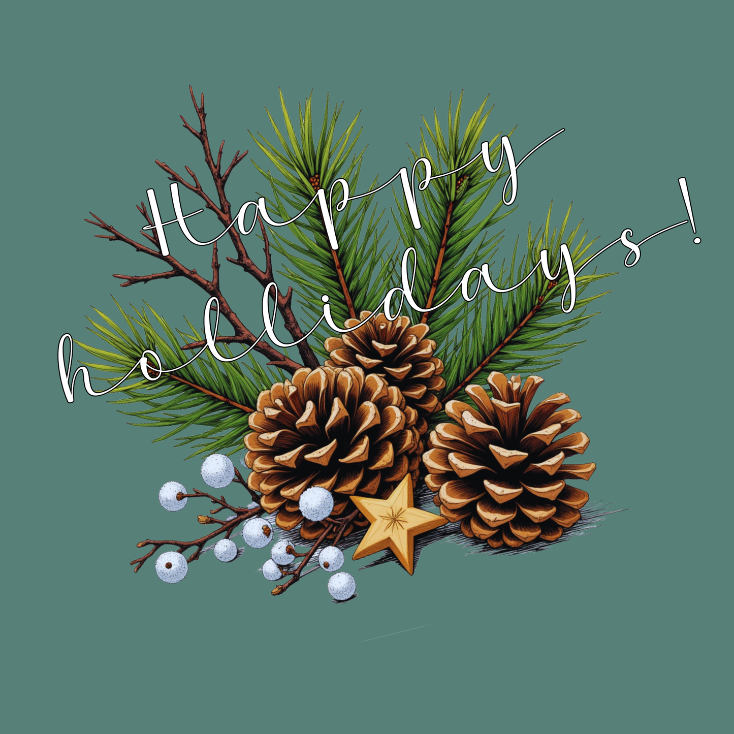 Pinecone & Evergreen Gift Wrap Paper — Holiday Floral Wrapping Sheets