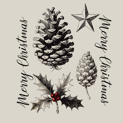 Gift Wrap Paper - Neutral Pinecone & Sprig Pattern, Rustic Holiday Wrapping Paper