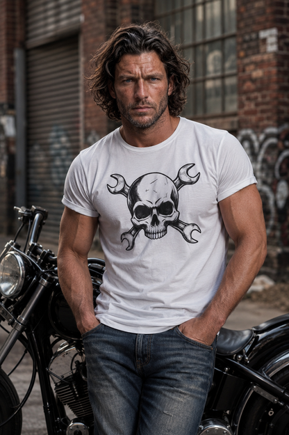 Mechanic Skull Tee — Wrench Crossbones Graphic T-Shirt