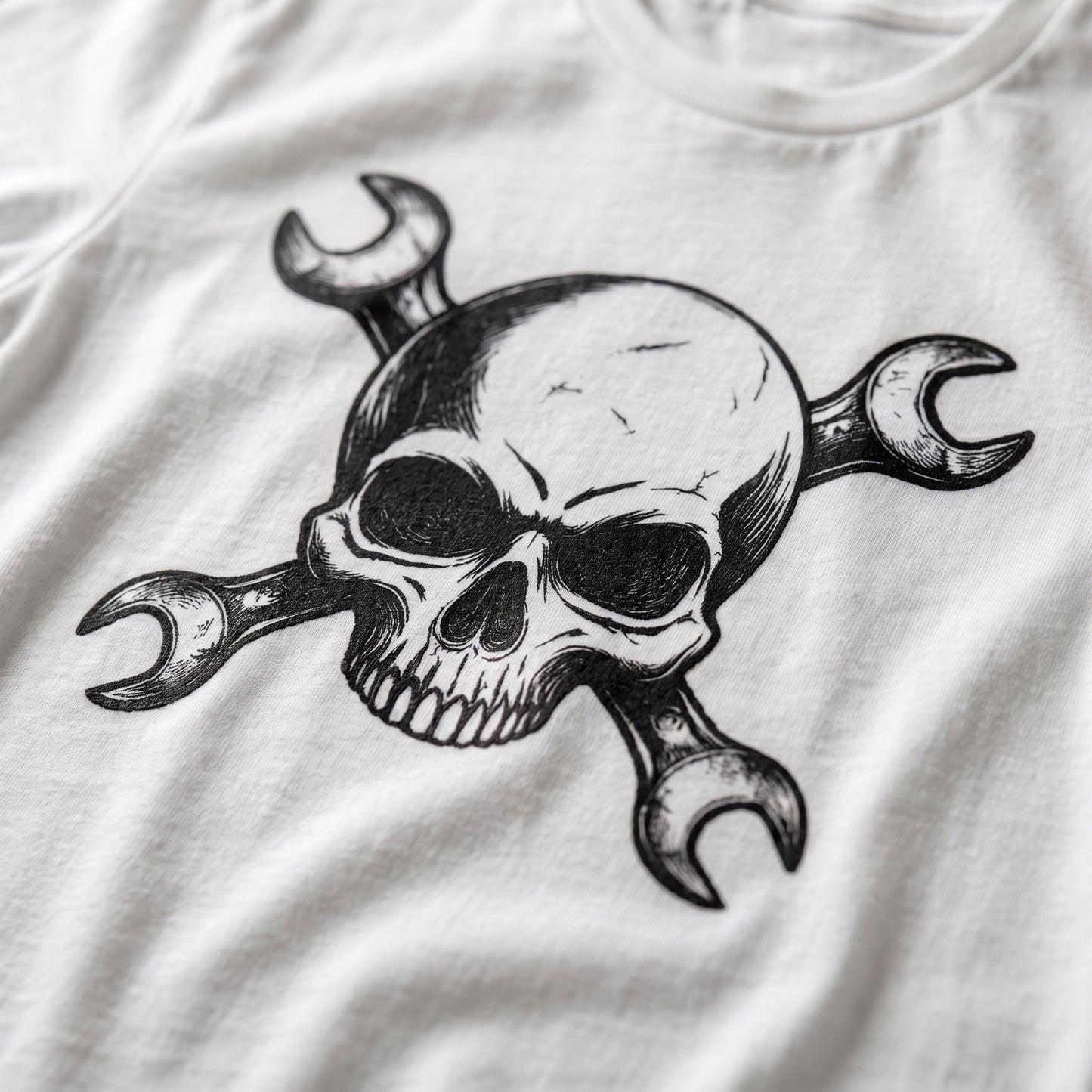 Mechanic Skull Tee — Wrench Crossbones Graphic T-Shirt