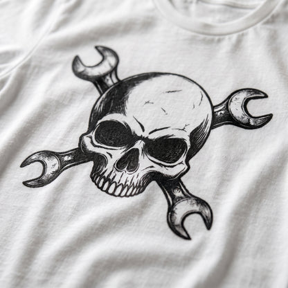 Mechanic Skull Tee — Wrench Crossbones Graphic T-Shirt