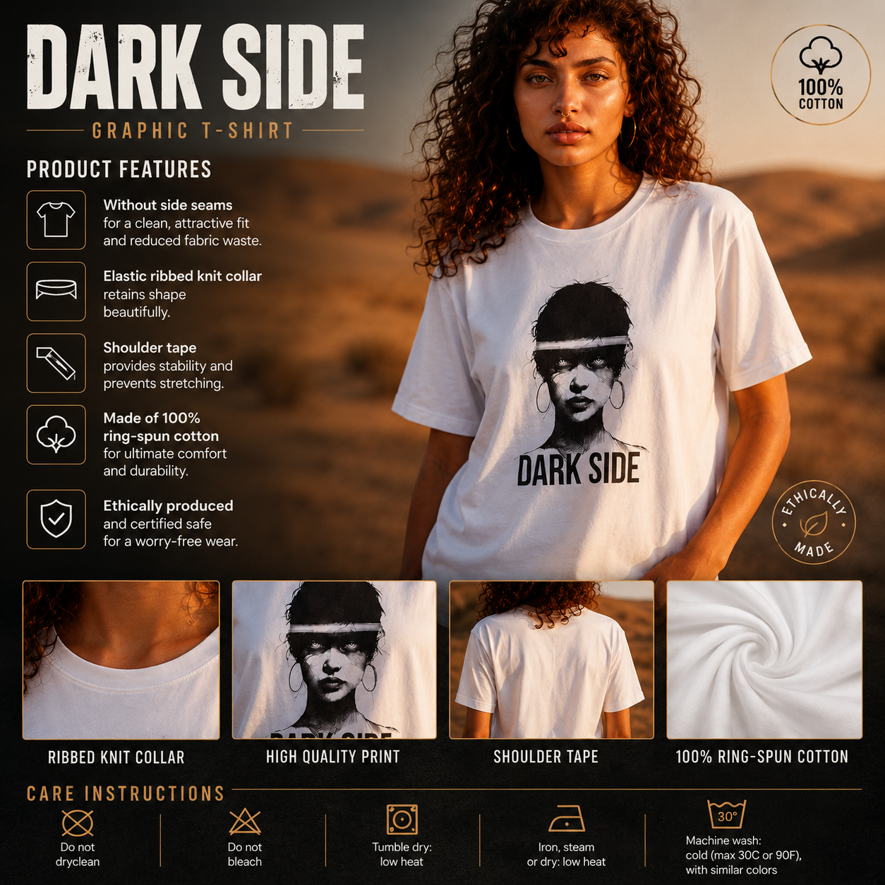 Dark Side Graphic Unisex T-Shirt - Cool Casual Wear, Perfect for Gifting, Music Lovers, or Special Occasions