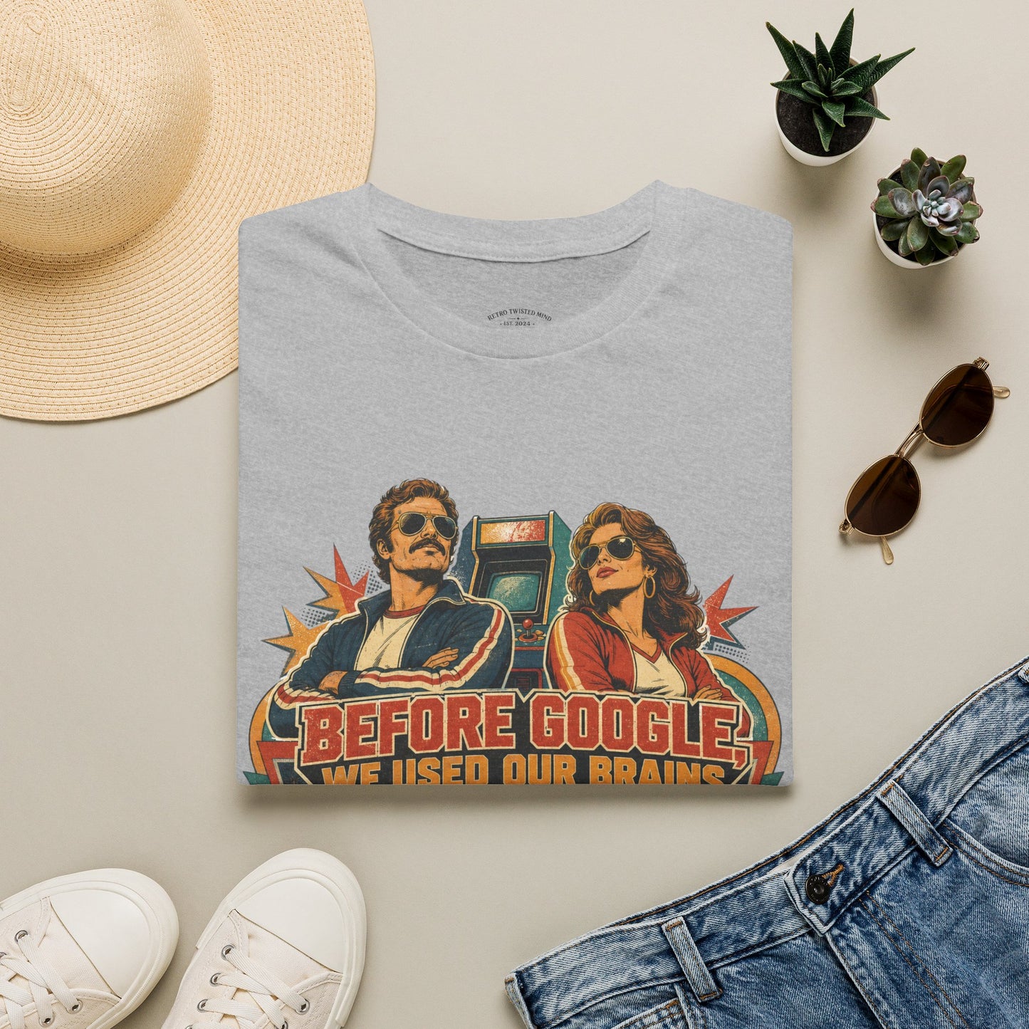 Before Google T-Shirt — Retro Vintage "We Used Our Brains" Graphic Tee
