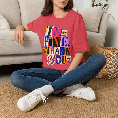 T-Shirt — "I'M FINE, THANK YOU" Retro Collage Graphic Tee