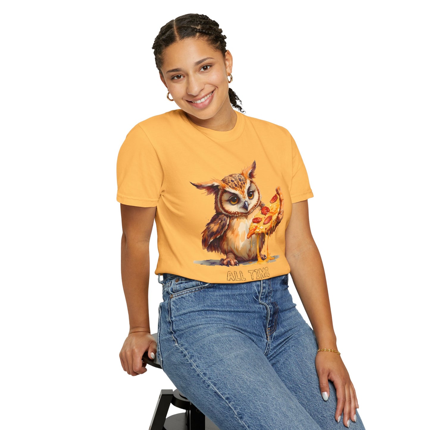 Pizza Time Owl T-Shirt — Cute Owl Eating Pizza Graphic Tee