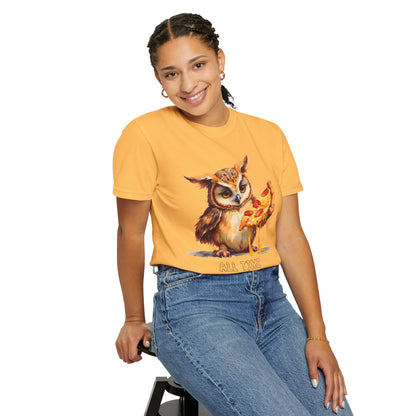 Pizza Time Owl T-Shirt — Cute Owl Eating Pizza Graphic Tee