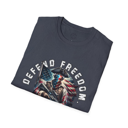 Defend Freedom Unisex Softstyle T-Shirt - Patriotic Graphic Tee