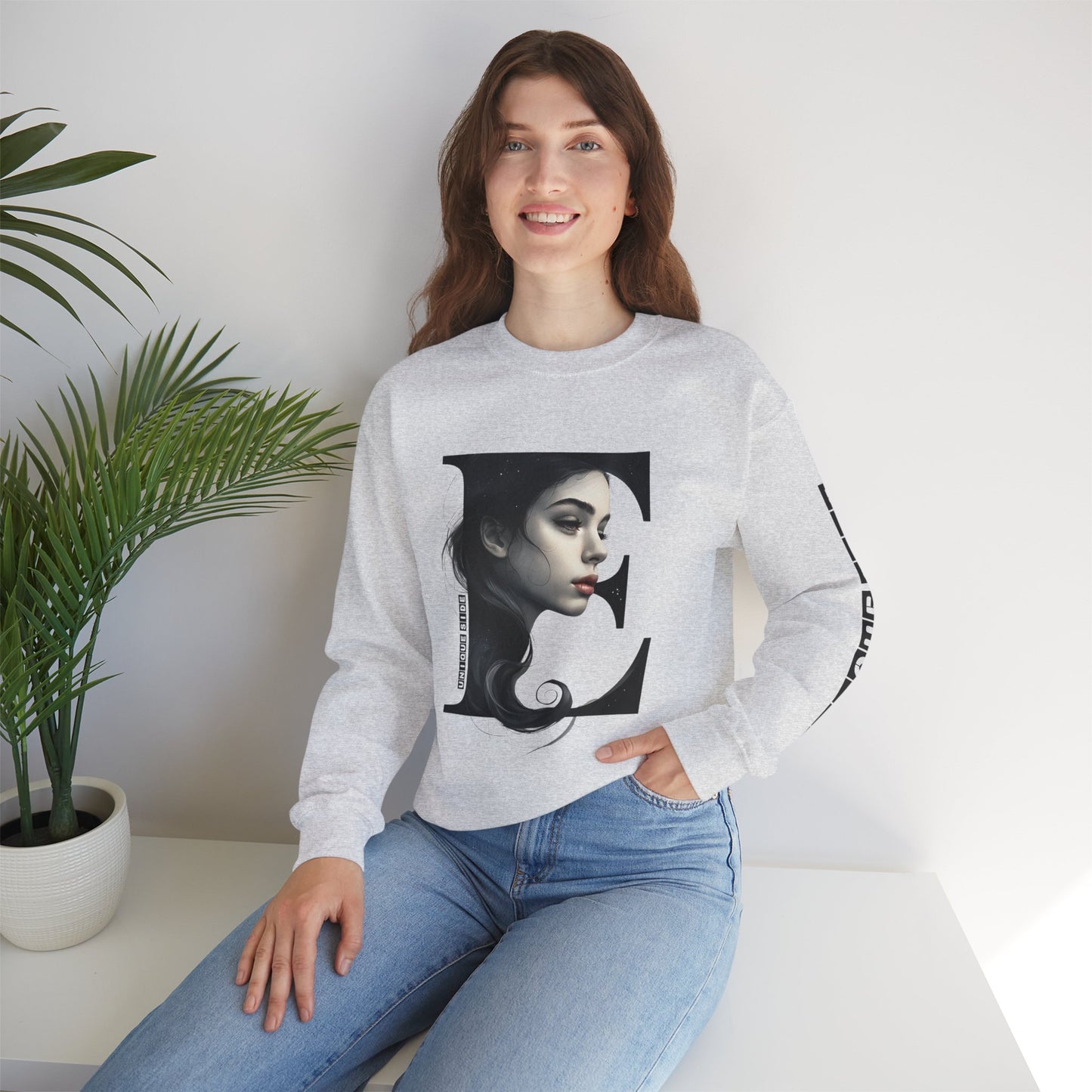 Letter E, Stylish Artistic Sweatshirt, Trendy Crewneck, Graphic Sweater, Cozy Unisex Top, Unique Gift for Art Lovers, Everyday Comfort
