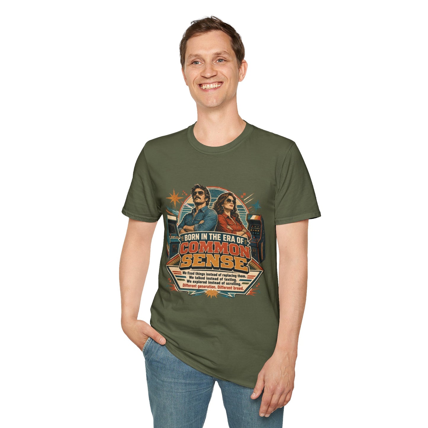 Born in the Era of Common Sense T-Shirt — Retro 70s Vintage Political Graphic Tee