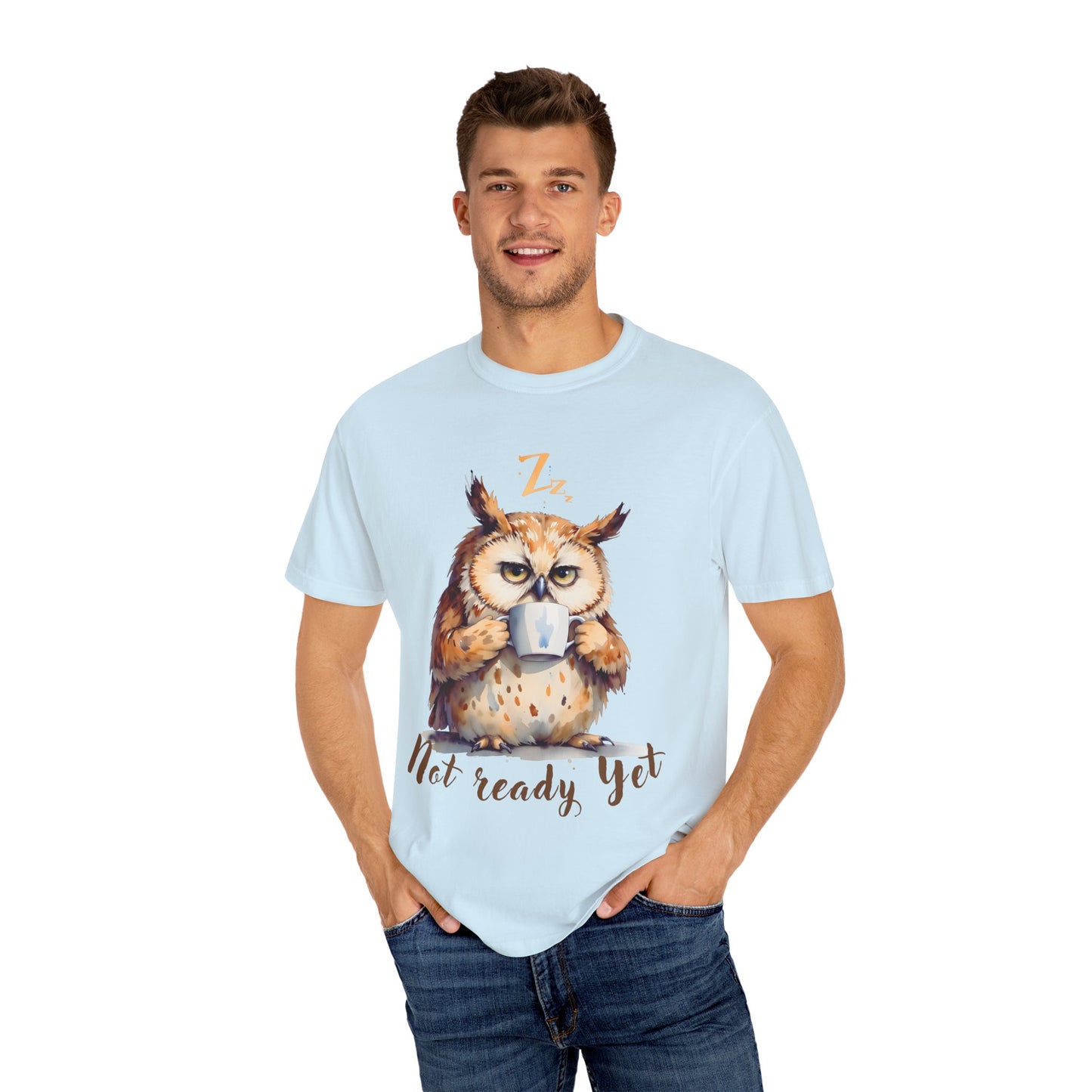 Not Ready Yet Owl T-Shirt — Cute Coffee Morning Graphic Tee