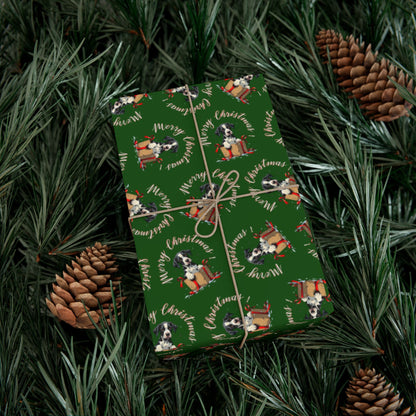 Christmas Dog Wreath Gift Wrap Paper