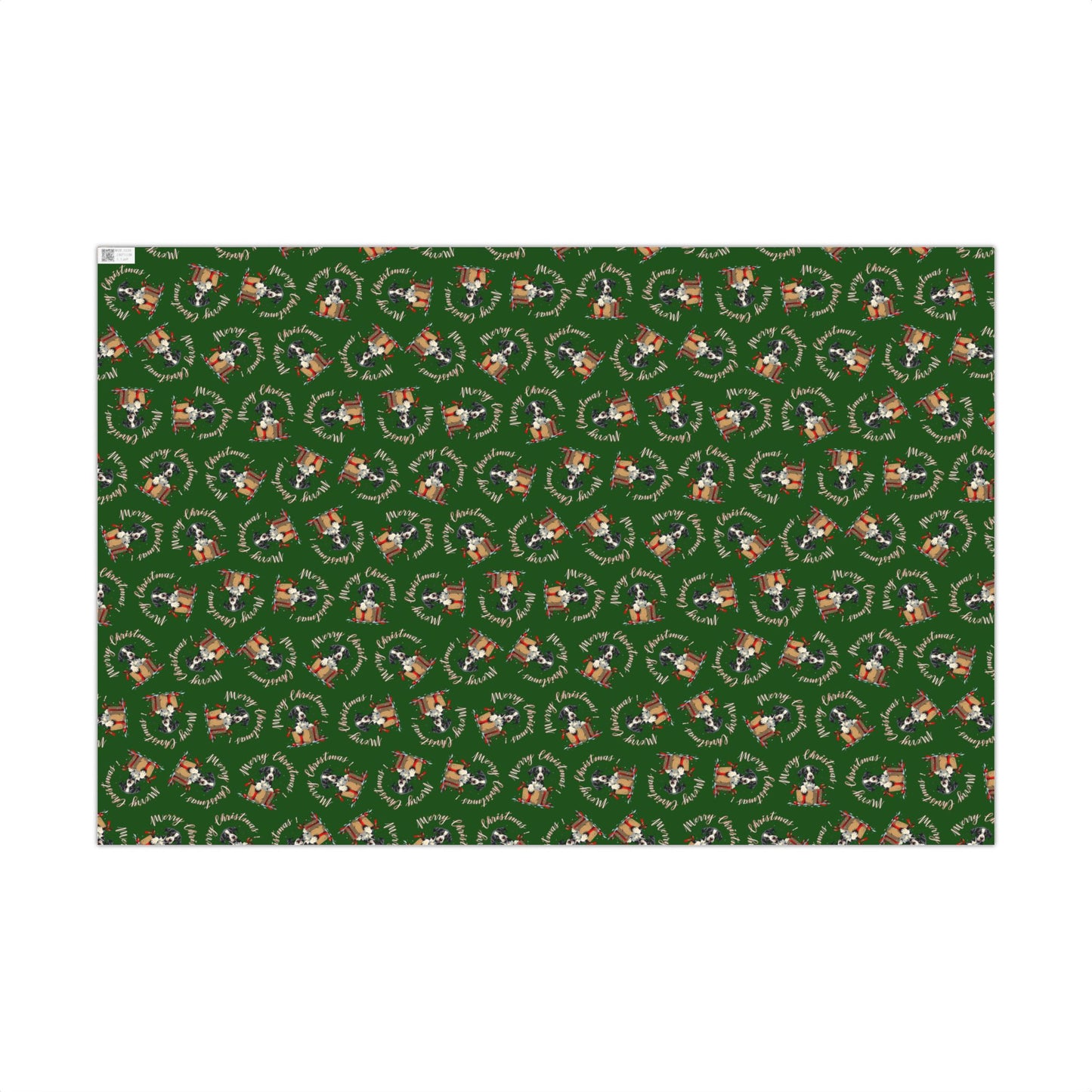 Christmas Dog Wreath Gift Wrap Paper