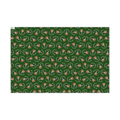 Christmas Dog Wreath Gift Wrap Paper