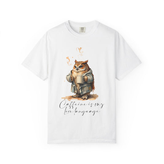 Coffee is My Love Language Cat T-Shirt — Cozy Cute Coffee Graphic Tee