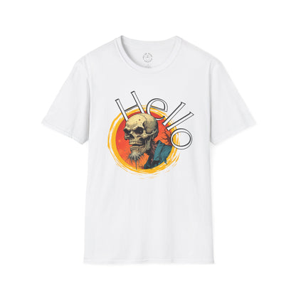 Hello Skull Graphic Unisex Softstyle T-Shirt - Edgy Streetwear Tee,scull