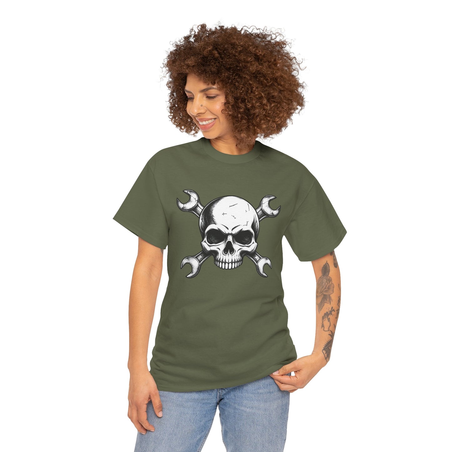 Mechanic Skull Tee — Wrench Crossbones Graphic T-Shirt