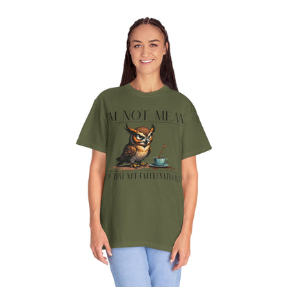 I'm Not Mean Owl T-Shirt — Funny Coffee Owl Tee for Coffee Lovers