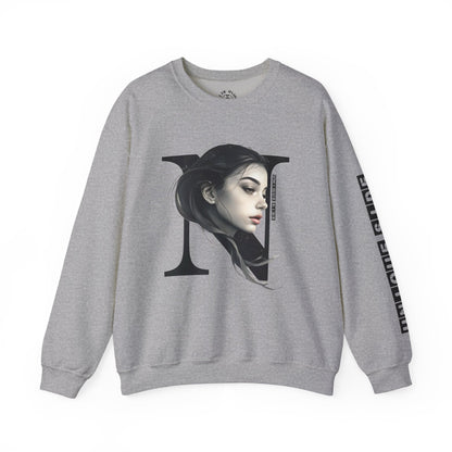 Letter N, Stylish Artistic Sweatshirt, Trendy Crewneck, Graphic Sweater, Cozy Unisex Top, Unique Gift for Art Lovers, Everyday Comfort
