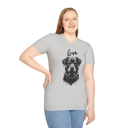 Love Rottweiler T-Shirt — Vintage Black Dog Portrait Tee for Dog Lovers