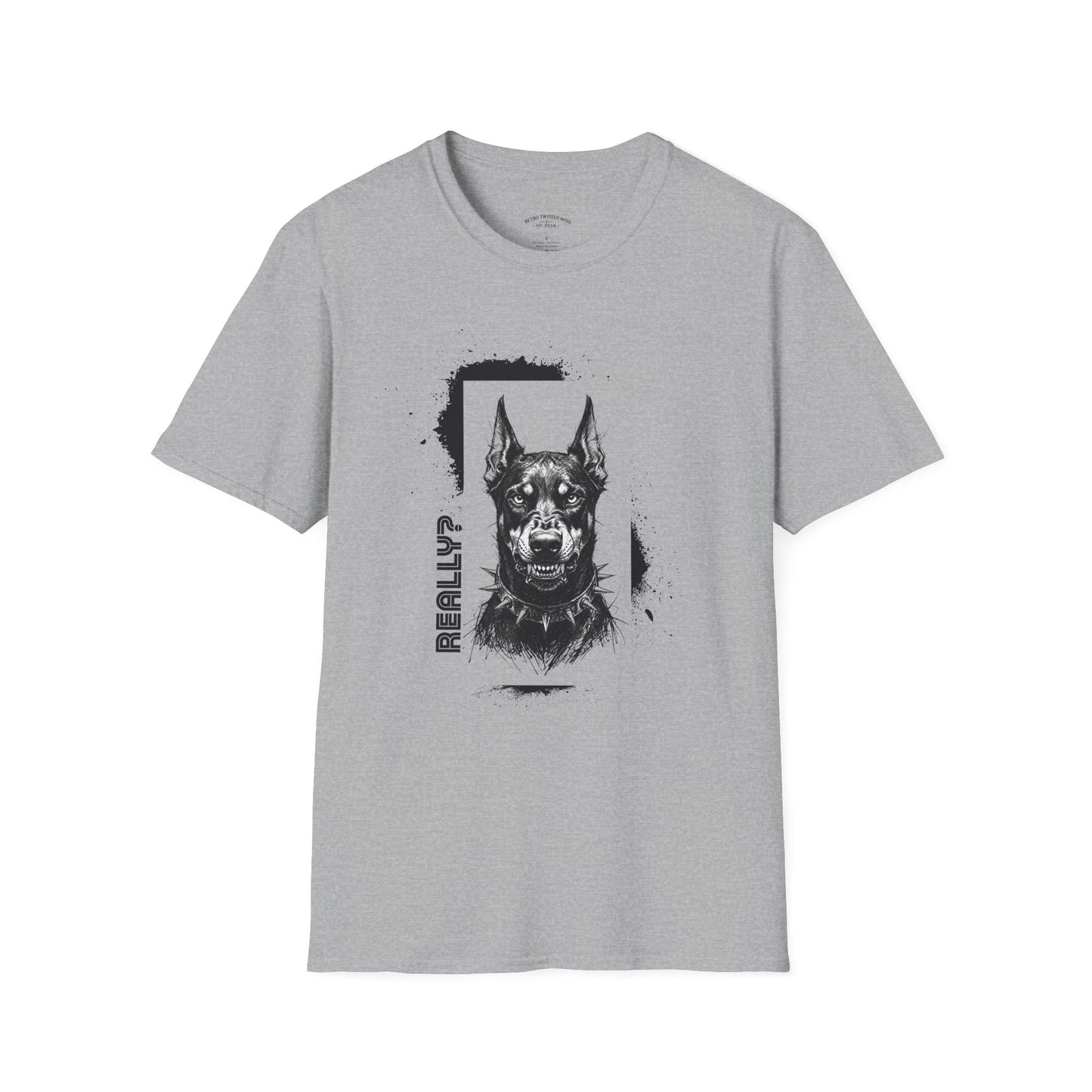 Doberman Portrait T‑Shirt — Bold Black Ink Dog Graphic