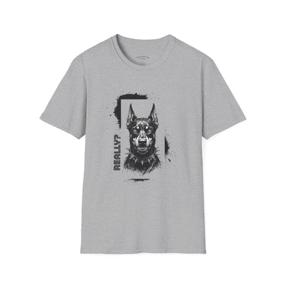 Doberman Portrait T‑Shirt — Bold Black Ink Dog Graphic