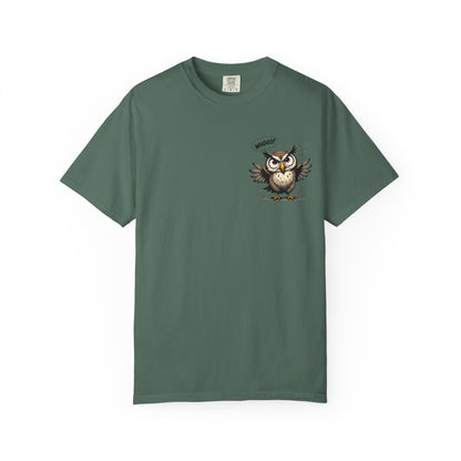 Witty Owl Graphic Tee — "Whooo?" Cute Cartoon Owl T-Shirt