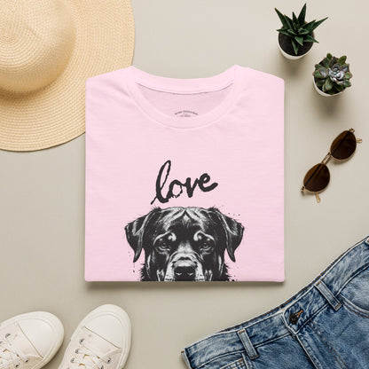 Love Rottweiler T-Shirt — Vintage Black Dog Portrait Tee for Dog Lovers