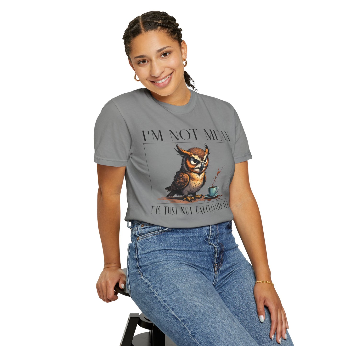 I'm Not Mean Owl T-Shirt — Funny Coffee Owl Tee for Coffee Lovers