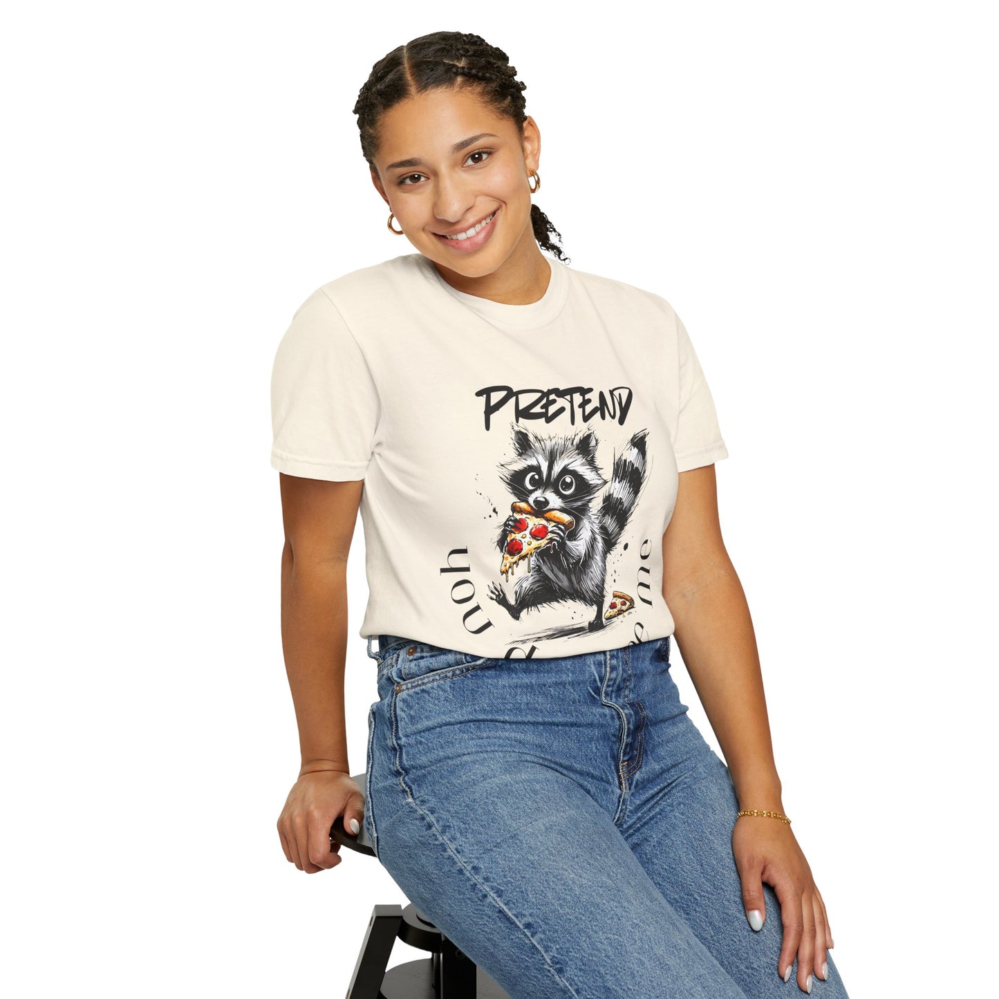 Raccoon Pizza 'Pretend You Don't See Me' Graphic T-Shirt