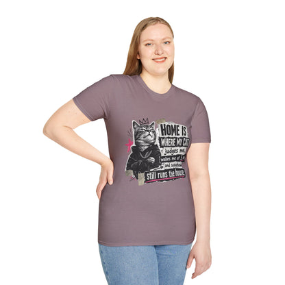 Cat T-Shirt — "Home Is Where My Cat Judges Me" Funny Graphic Tee