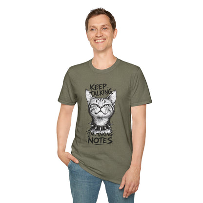 Keep Talking I'm Taking Notes Cat T‑Shirt