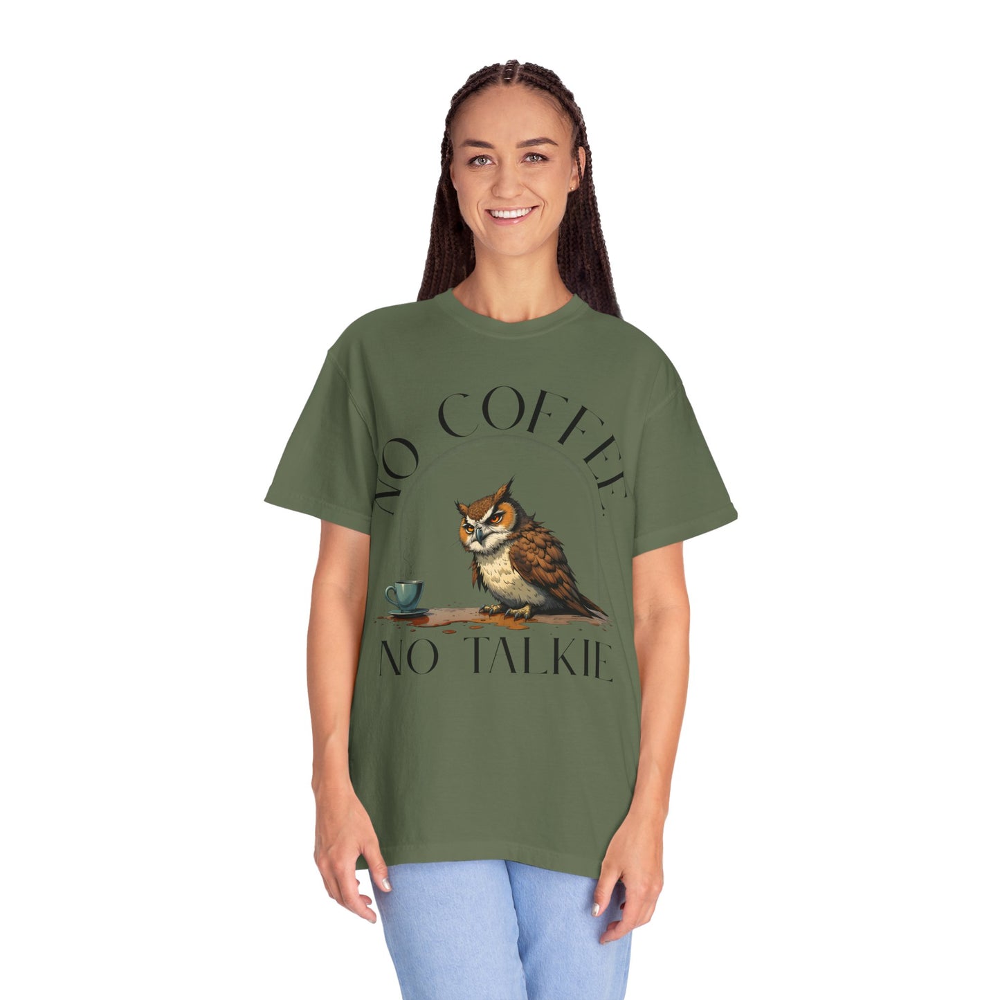 No Coffee No Talkie T-Shirt — Funny Owl Coffee Tee