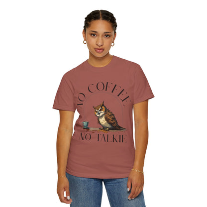 No Coffee No Talkie T-Shirt — Funny Owl Coffee Tee