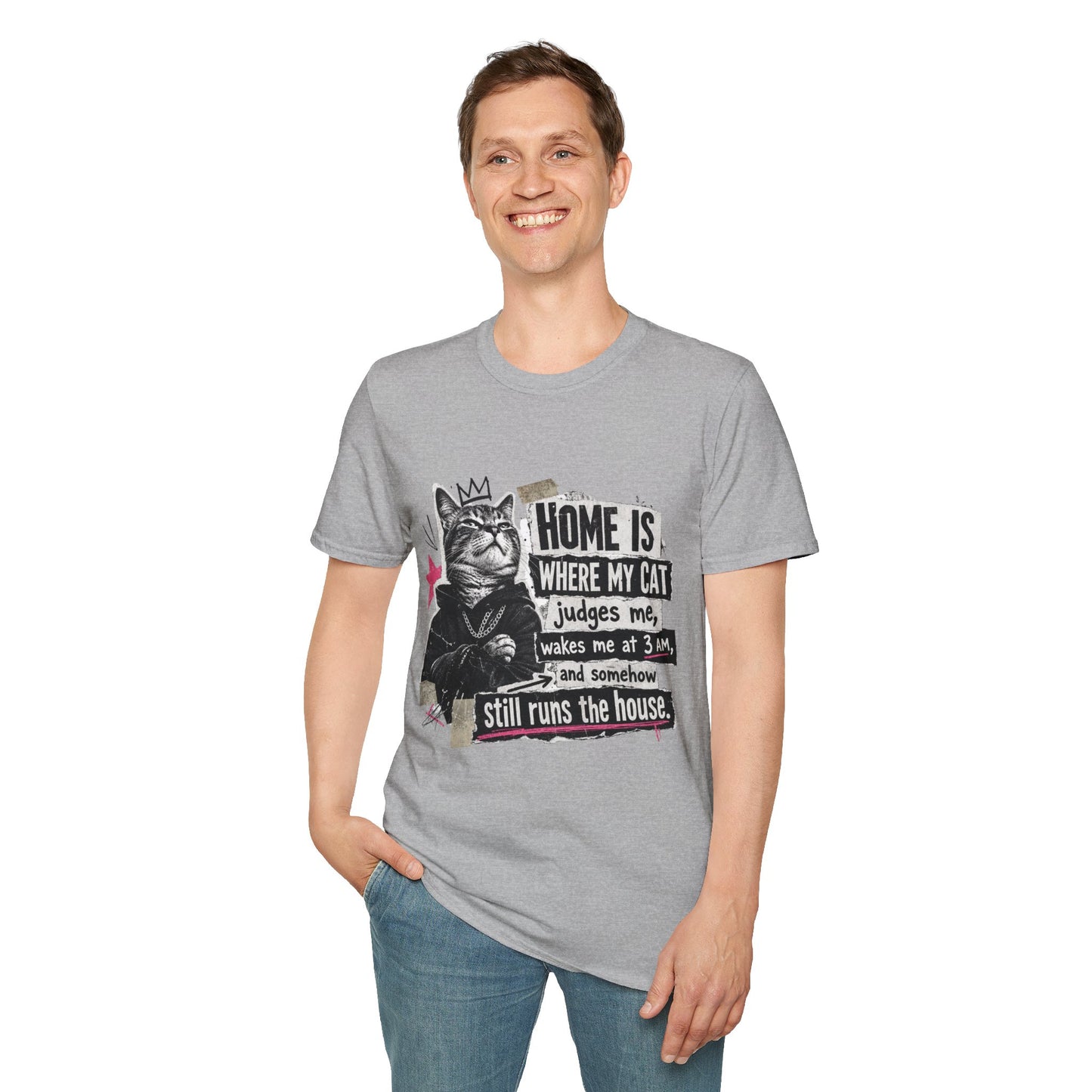Cat T-Shirt — "Home Is Where My Cat Judges Me" Funny Graphic Tee