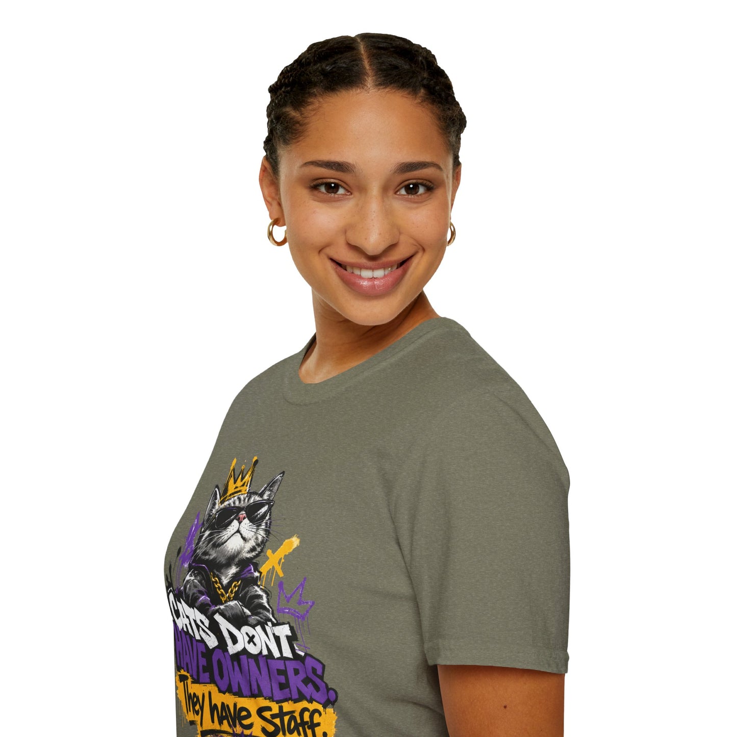 Cat Graphic Tee — "Cats Don't Have Owners They Have Staff"