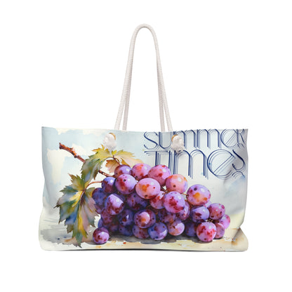 Summer Vibe Weekender Bag with Grapes Design - Stylish Travel Tote for Beach & Getaways,grape ,bichbag