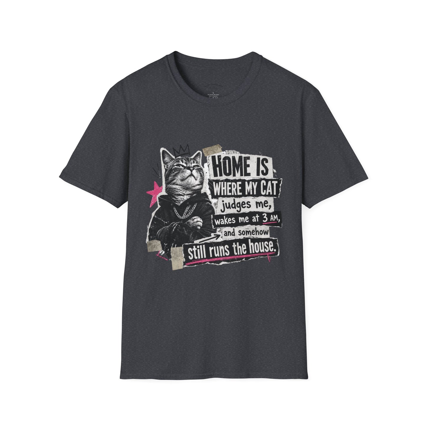 Cat T-Shirt — "Home Is Where My Cat Judges Me" Funny Graphic Tee