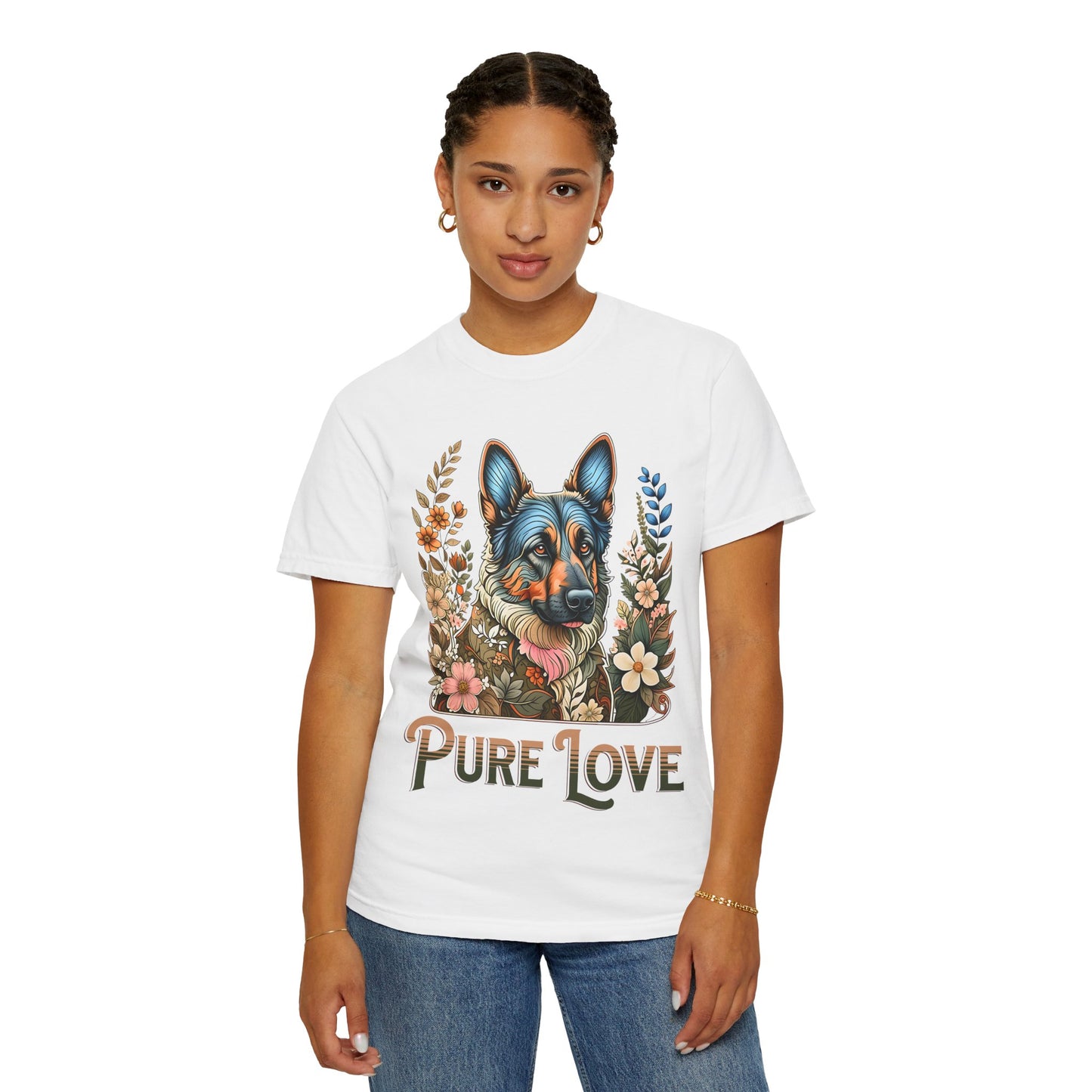 Pure Love Flower-Graphic T-Shirt for Dog Lovers