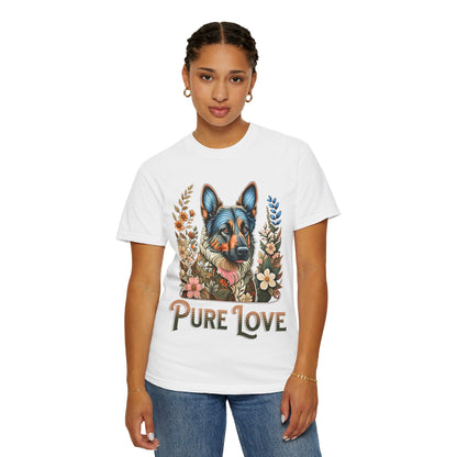 Pure Love Flower-Graphic T-Shirt for Dog Lovers