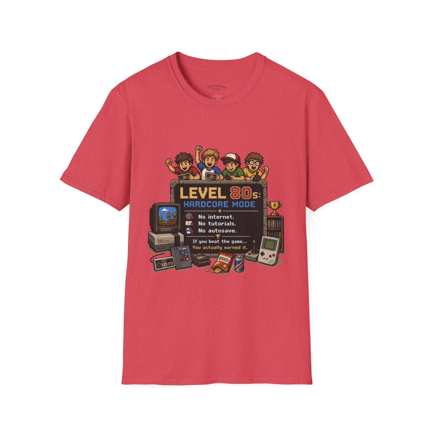 80s Level Up T-Shirt — 'Level 80s: Hardcore Mode' Retro Gaming Tee