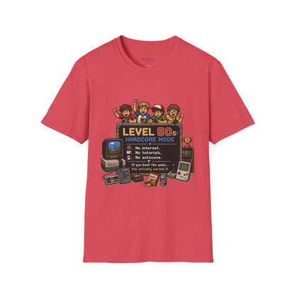 80s Level Up T-Shirt — 'Level 80s: Hardcore Mode' Retro Gaming Tee