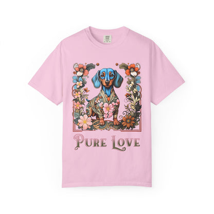 Pure Love Dachshund T-Shirt - Unisex Garment-Dyed Tee