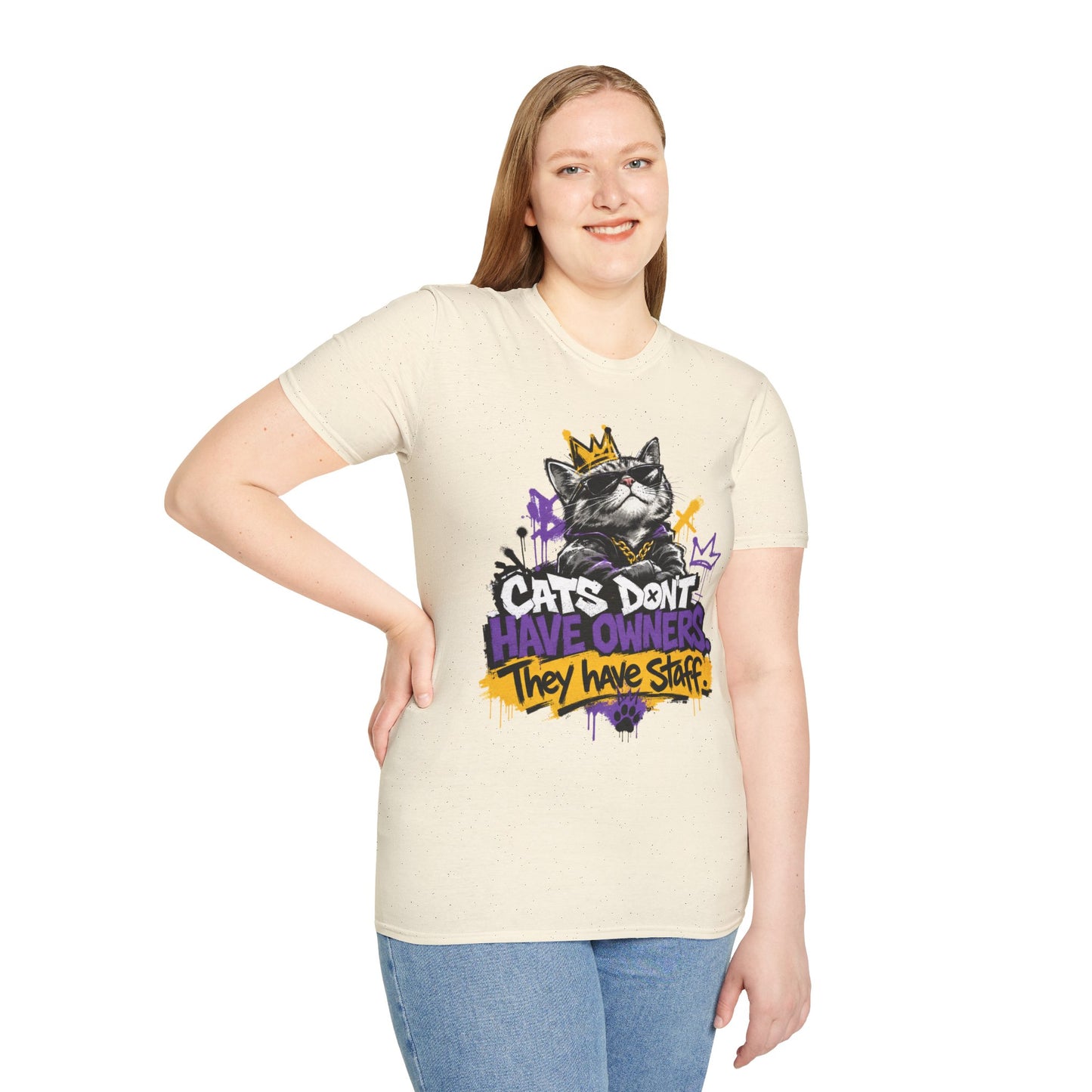 Cat Graphic Tee — "Cats Don't Have Owners They Have Staff"